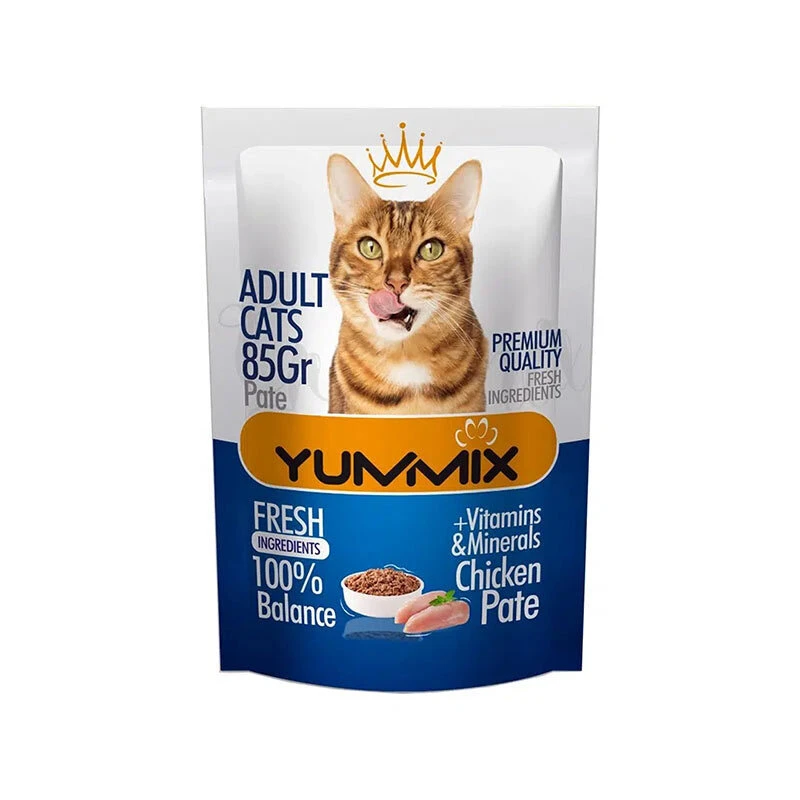 پوچ گربه یامیکس (Yamix) با طعم مرغ، وزن ۸۵ گرم